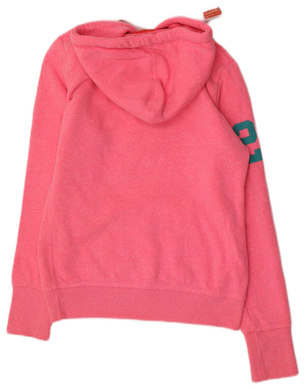 Maglione con cappuccio grafico da donna SUPERDRY UK 10 piccolo cotone rosa