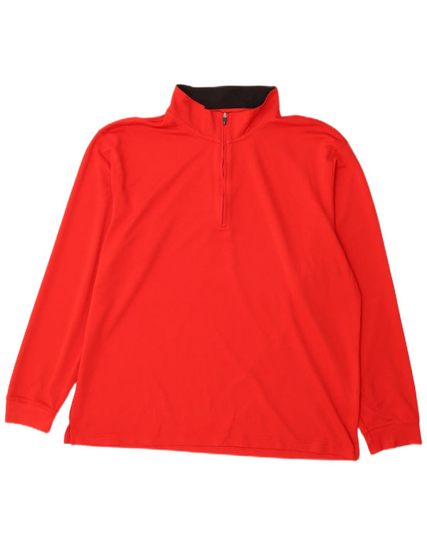 Top da tuta pullover con zip e collo da uomo Izod 2XL rosso poliestere