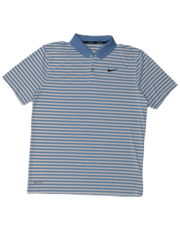 Polo Nike da uomo Dri Fit grande in poliestere a righe blu
