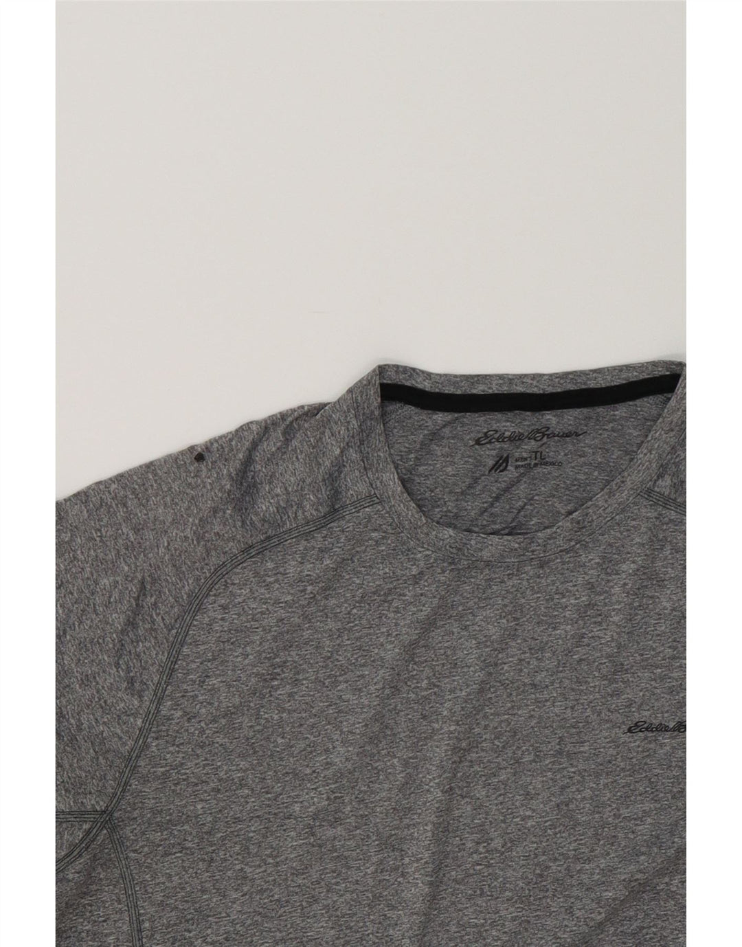 EDDIE BAUER Mens T-Shirt Top XL Grey Flecked Polyester Vintage Eddie Bauer and Second-Hand Eddie Bauer from Messina Hembry 