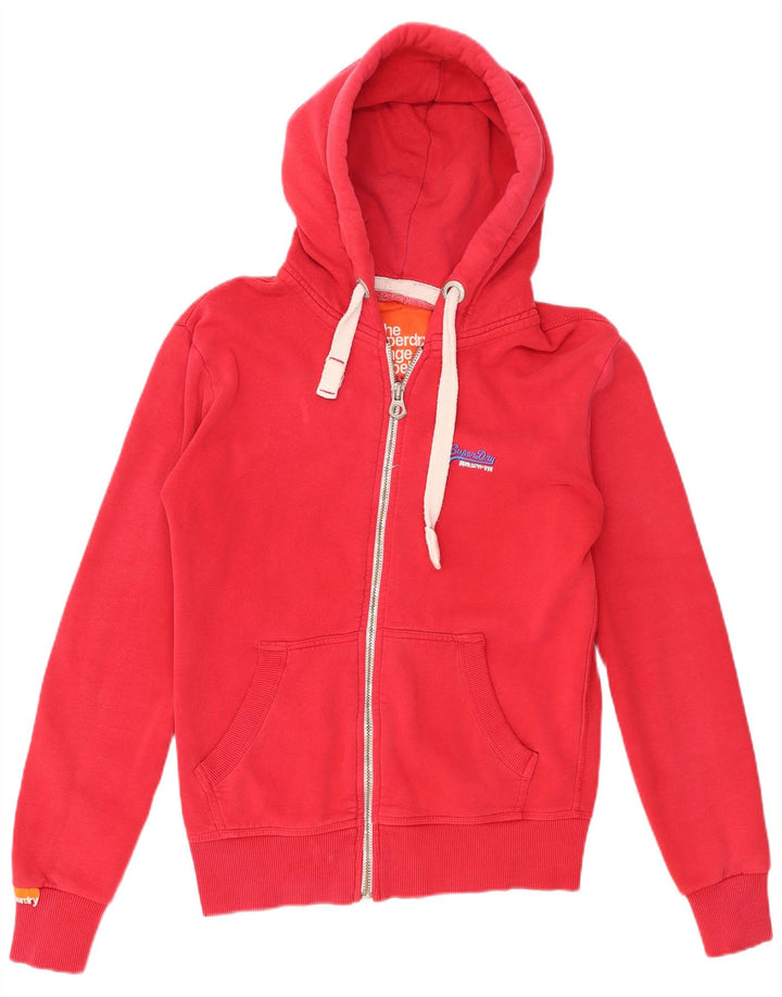 Maglione con cappuccio e zip da uomo Superdry piccolo in cotone rosso
