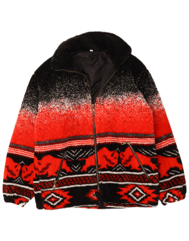 Maglione cardigan da uomo vintage UK 38 Medio Rosso Fair Isle