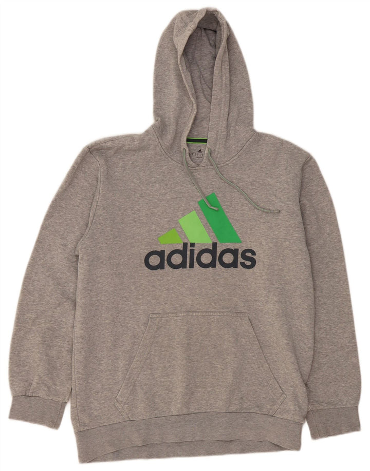 Felpa con cappuccio grafica da uomo Adidas grigio medio