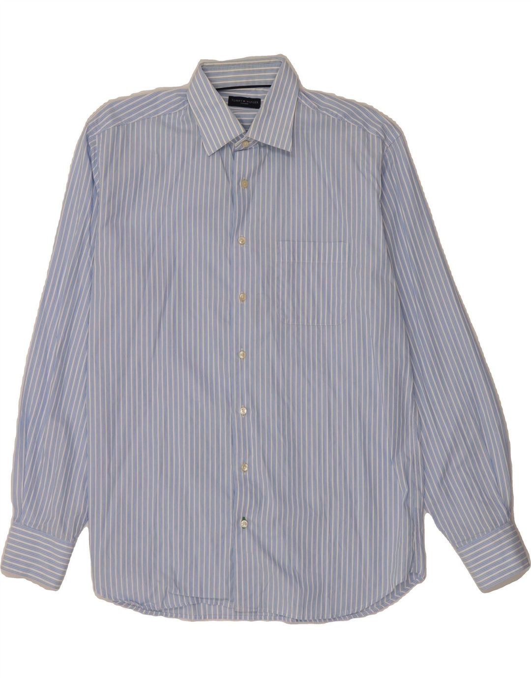 TOMMY HILFIGER Mens Tailored Shirt Size 41 Large Blue Striped Cotton Vintage Tommy Hilfiger and Second-Hand Tommy Hilfiger from Messina Hembry 