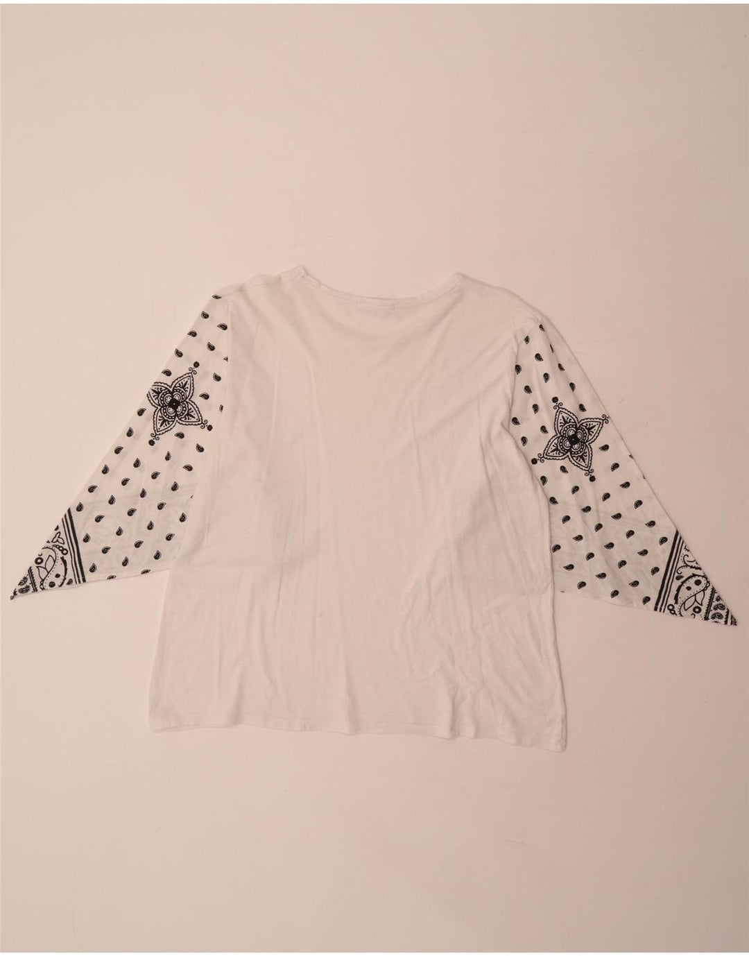 ZARA Camicetta da Donna Top UK 14 Medio Bianco Paisley