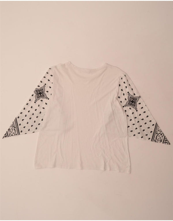 ZARA Camicetta da Donna Top UK 14 Medio Bianco Paisley