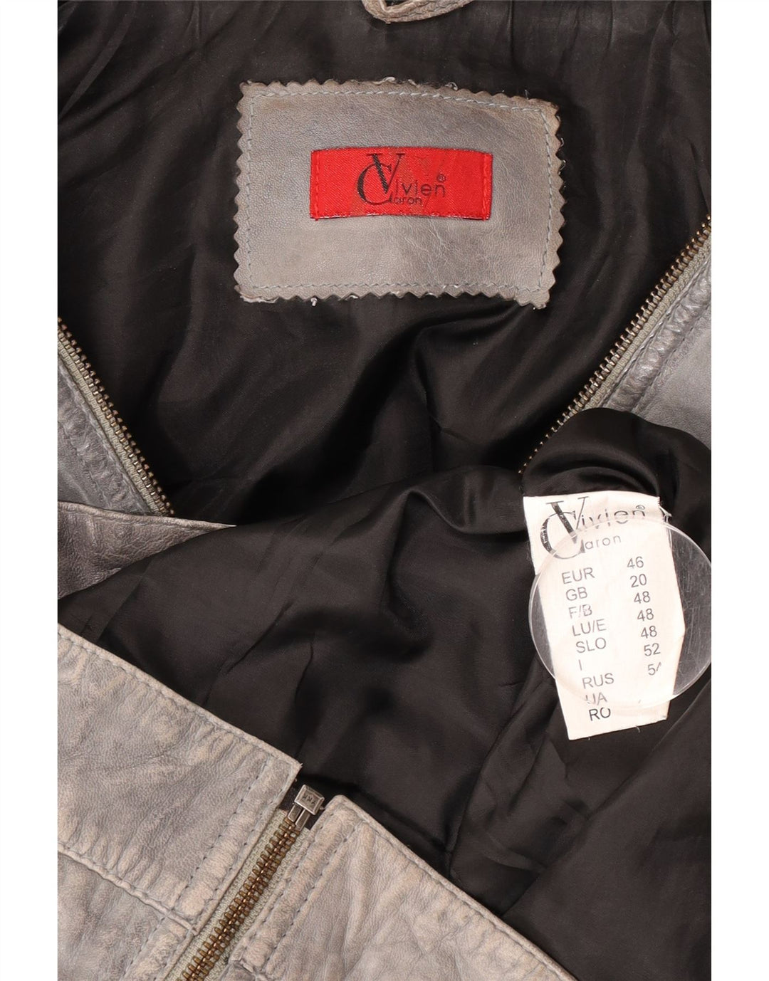 Giacca in pelle da donna Vivien Caron UK 20 2XL Pelle grigia