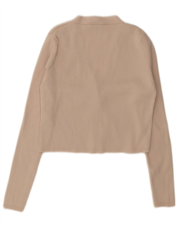 Top cardigan corto da donna Zara UK 12 Viscosa beige medio