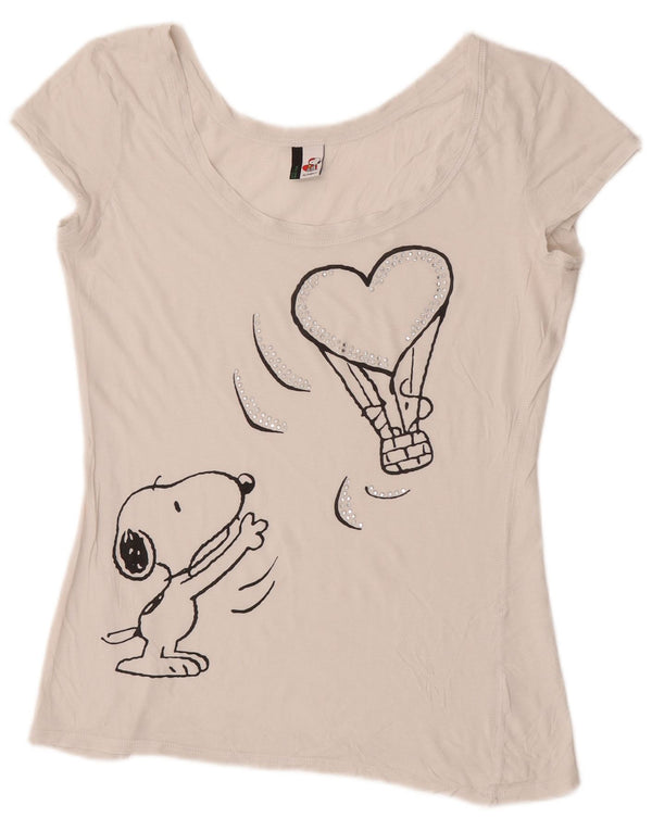 T-shirt grafica da donna Benetton Peanuts Top UK 12 Medium White