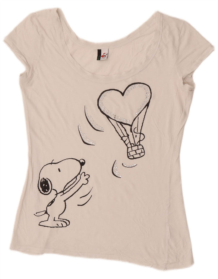 T-shirt grafica da donna Benetton Peanuts Top UK 12 Medium White