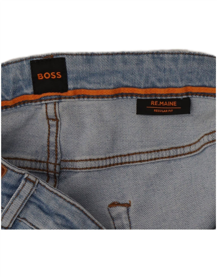 Pantaloncini di jeans vestibilità regolare da uomo Hugo Boss W34 Large Blu