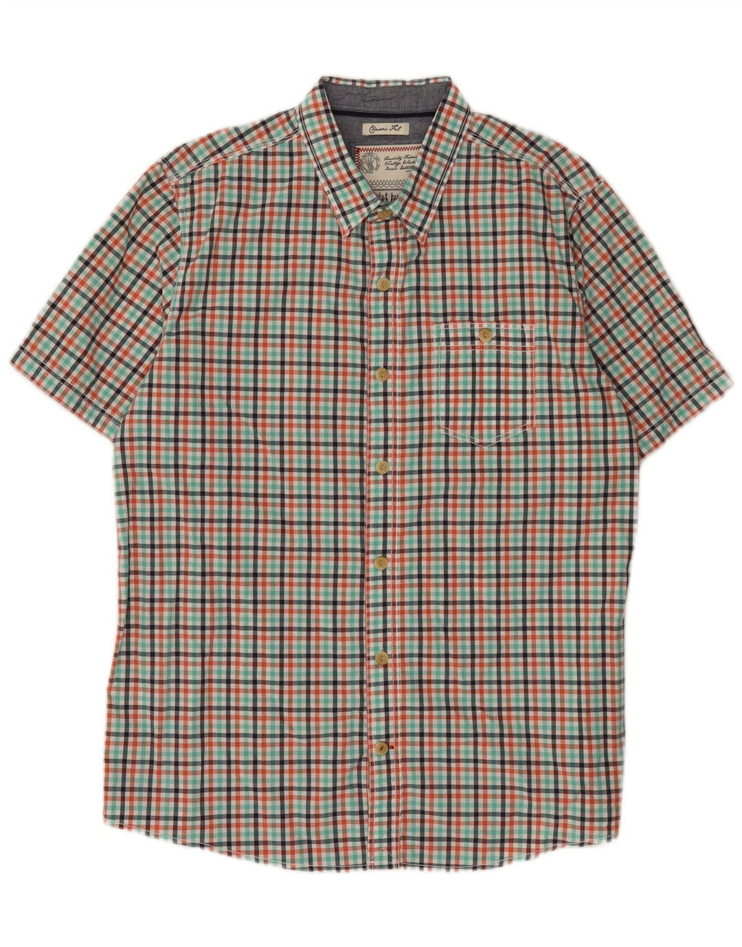Fat Face Camicia da uomo a maniche corte dal taglio classico, grande a quadretti multicolore