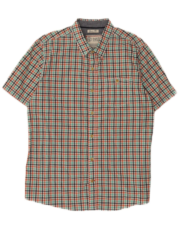 Fat Face Camicia da uomo a maniche corte dal taglio classico, grande a quadretti multicolore