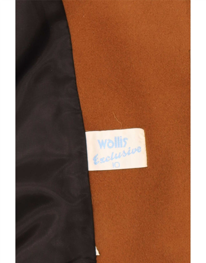 Soprabito vintage da donna oversize con cravatta sul davanti UK 10 piccolo blocco di colore marrone