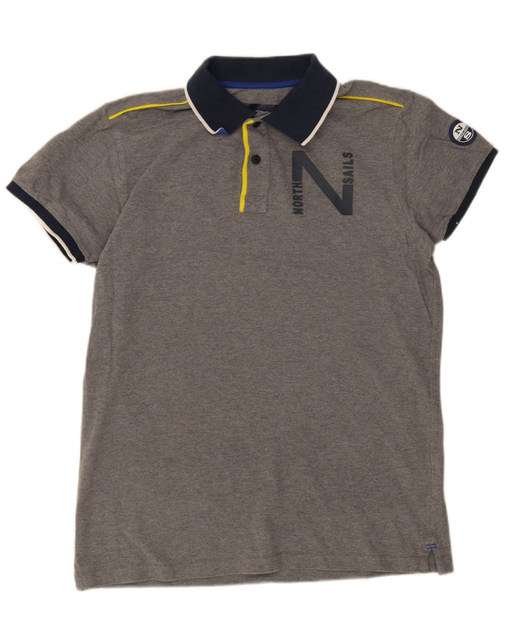 Polo grafica da uomo North Sails grande in cotone grigio