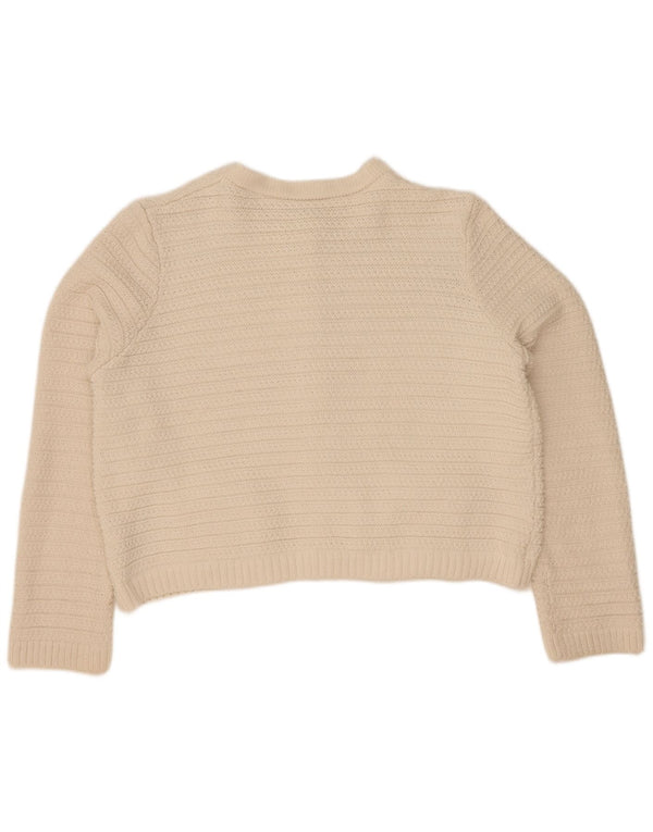 Maglione cardigan corto da donna Marks & Spencer UK 16 grande bianco sporco