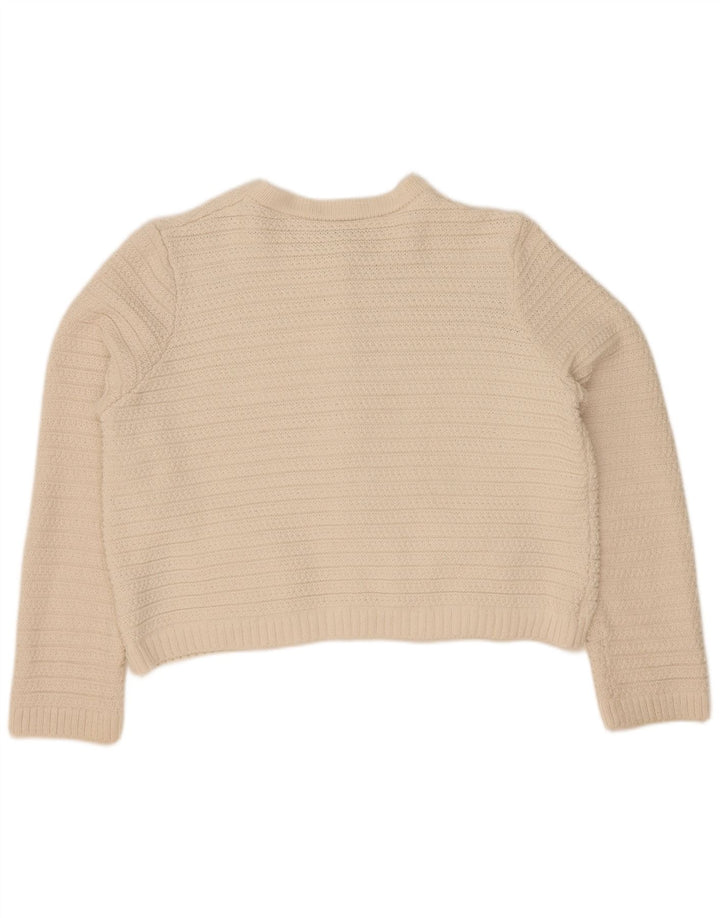 Maglione cardigan corto da donna Marks & Spencer UK 16 grande bianco sporco