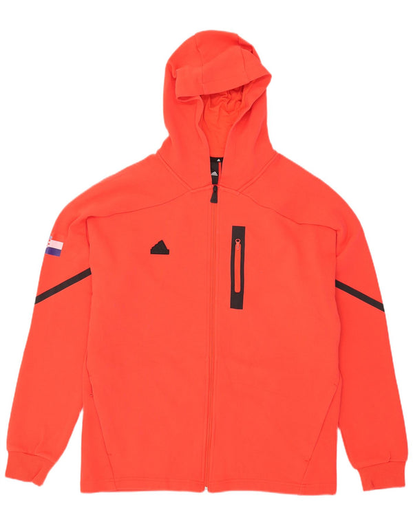 Felpa con cappuccio e zip grafica Adidas da uomo XL in cotone rosso