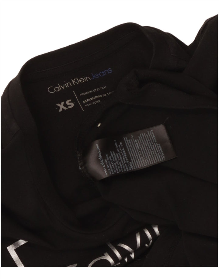 CALVIN KLEIN JEANS T-shirt grafica da donna Top UK 6 XS Cotone nero
