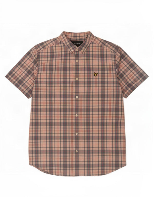 Camicia a maniche corte da uomo Lyle & Scott XL in cotone scozzese rosa