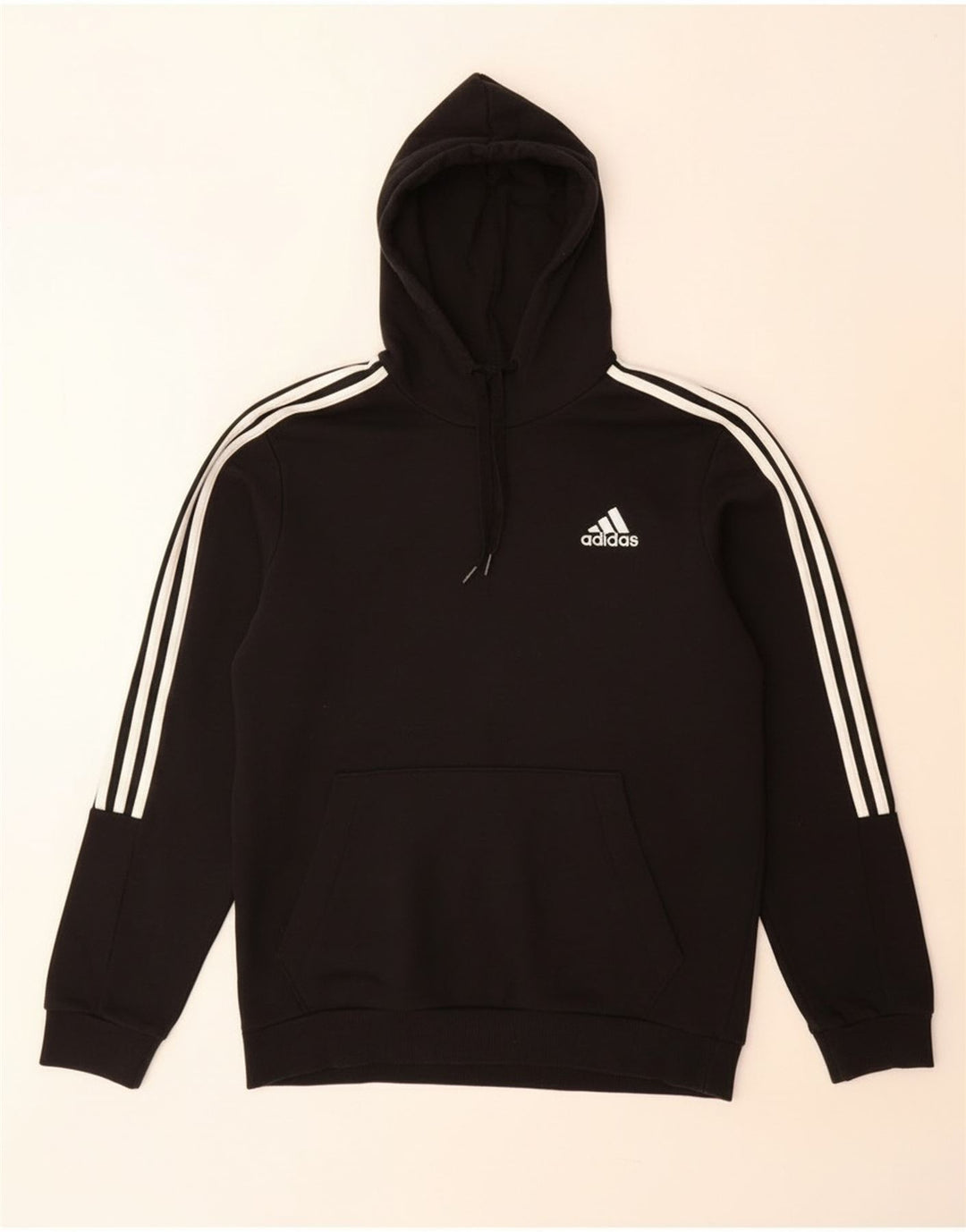 Felpa con cappuccio da uomo Adidas media in cotone nero