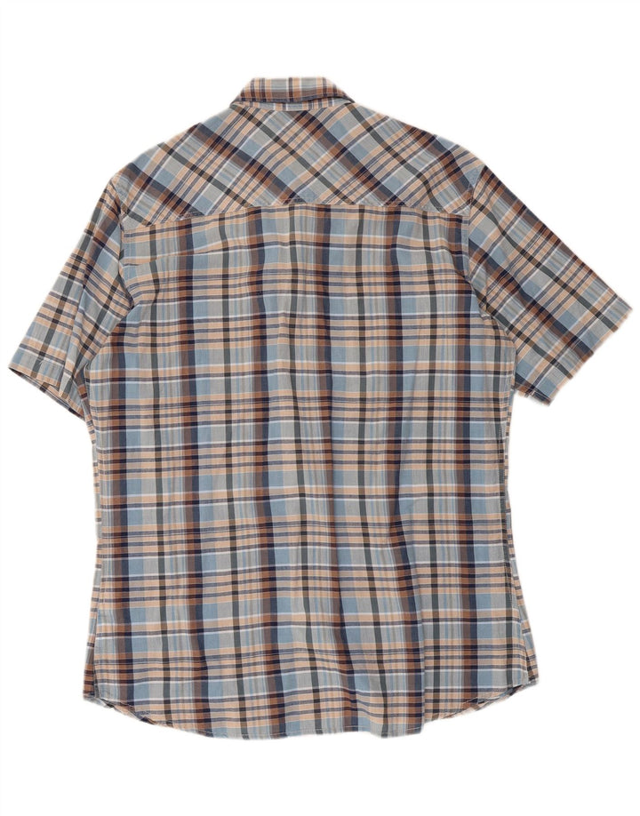 MARLBORO CLASSICS Camicia a maniche corte da uomo XL in cotone a quadri blu