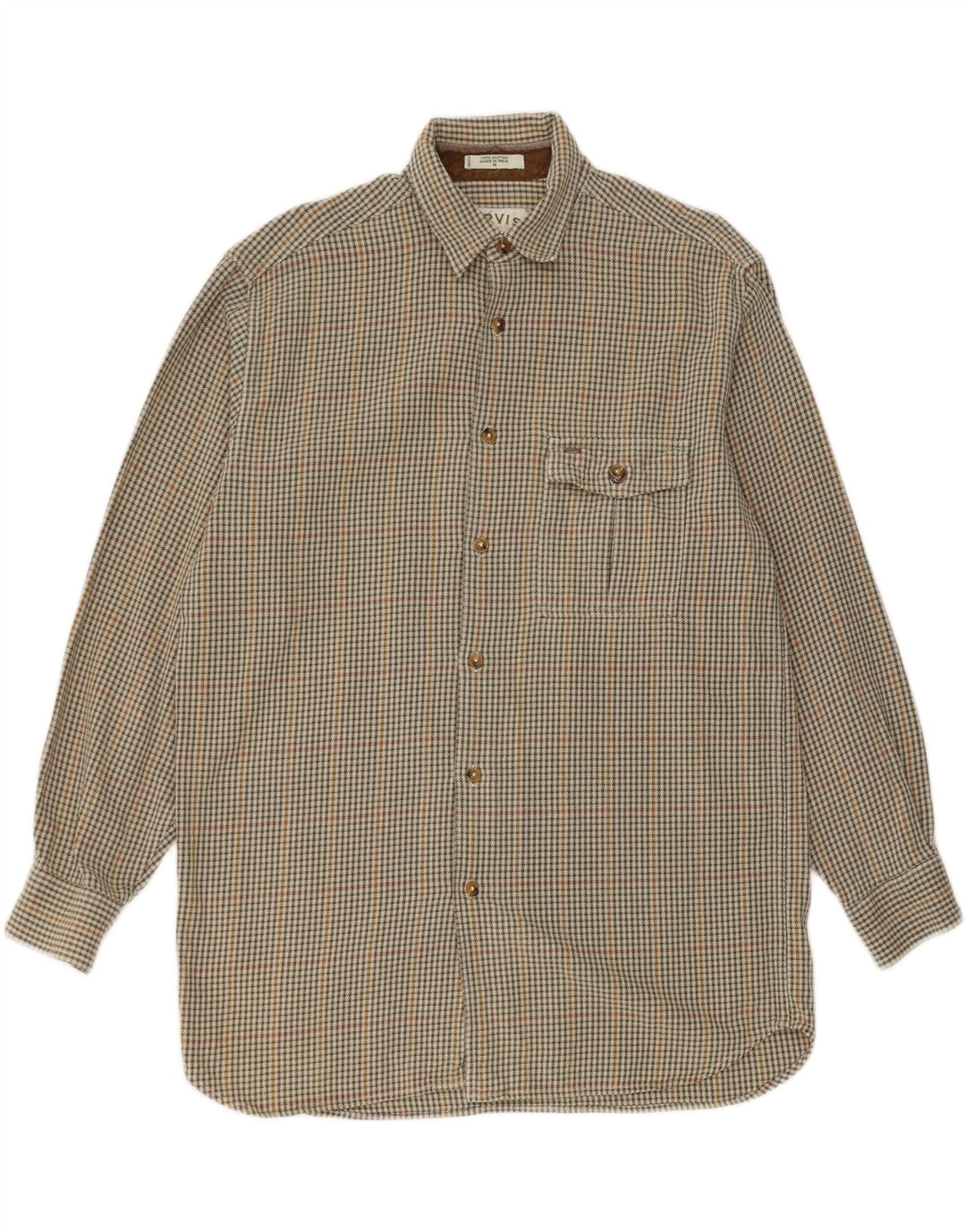 Camicia in flanella da uomo Orvis in cotone pied de poule verde medio