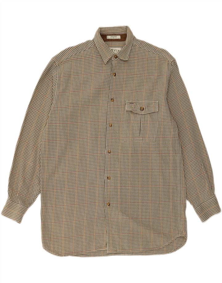 Camicia in flanella da uomo Orvis in cotone pied de poule verde medio