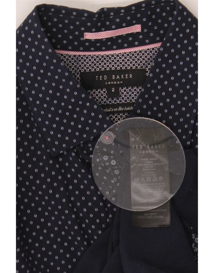 Ted Baker Camicia da uomo con motivo astratto taglia 2 piccola blu navy modal
