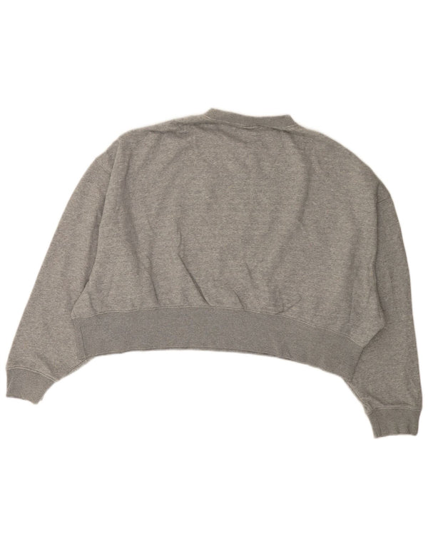 Felpa corta oversize da donna NIKE, maglione UK 14, cotone grigio medio