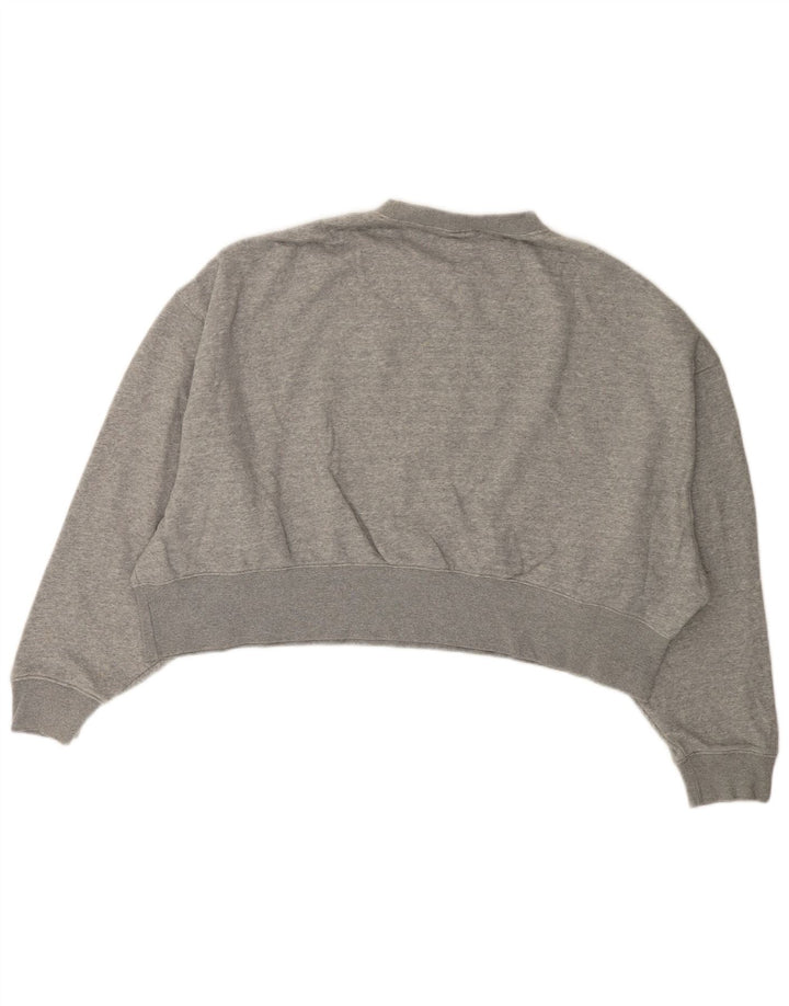 Felpa corta oversize da donna NIKE, maglione UK 14, cotone grigio medio