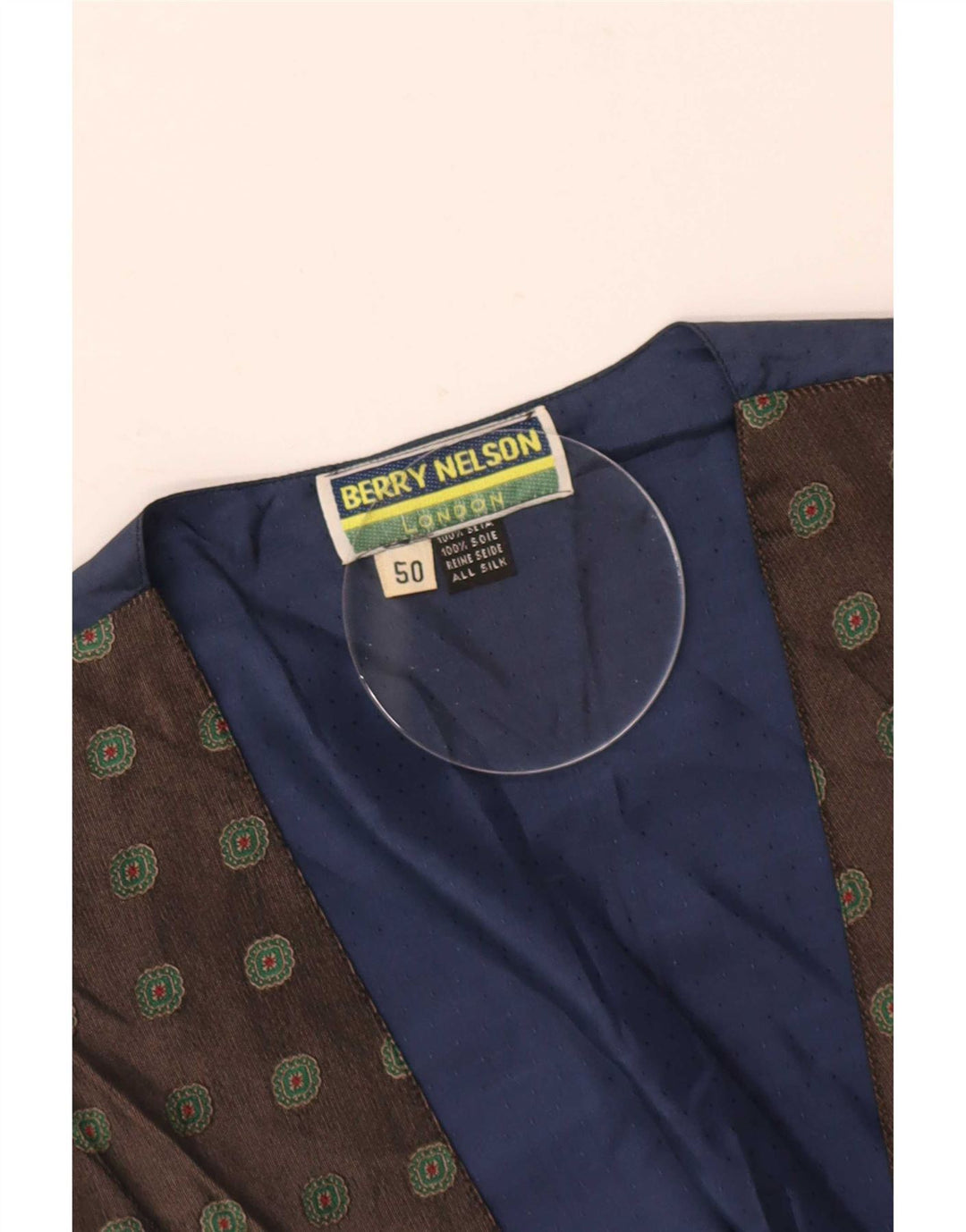 Gilet vintage da uomo IT 50 medio kaki geometrico