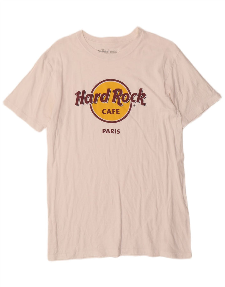 HARD ROCK CAFE T-shirt grafica da uomo di Parigi, cotone bianco medio
