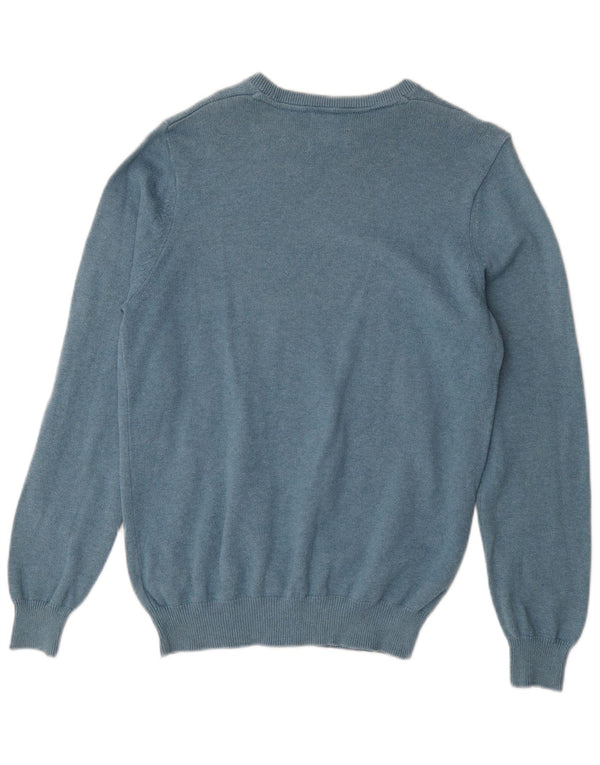 Maglione maglione con scollo a barca da uomo Marks & Spencer in cotone blu medio
