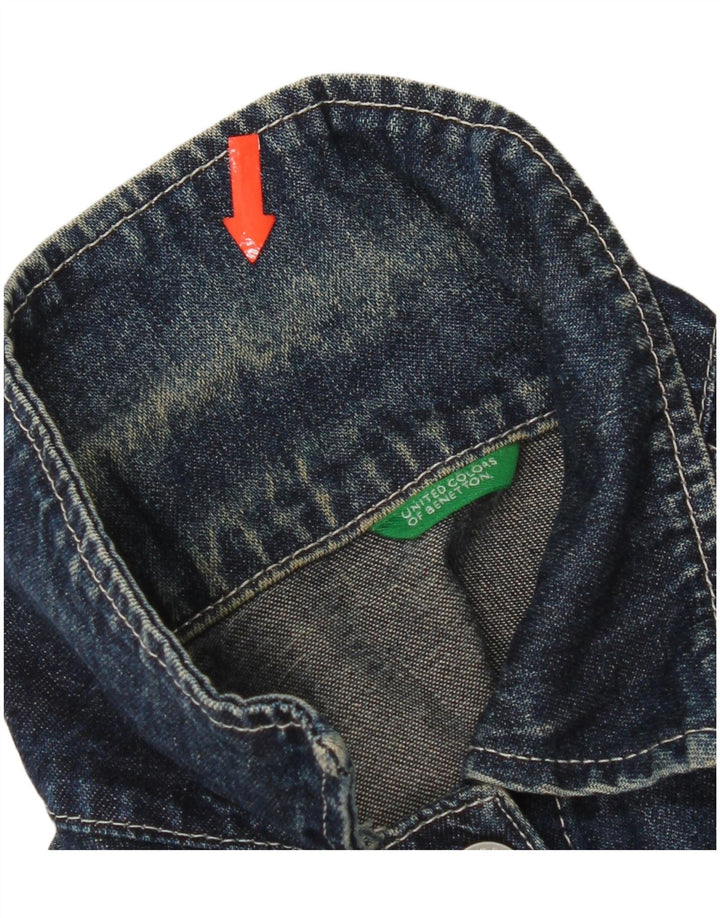 Giacca in denim corto da donna Benetton UK 10 piccolo cotone blu