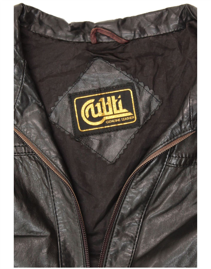 Giacca in pelle da donna VINTAGE UK 14 Pelle nera media