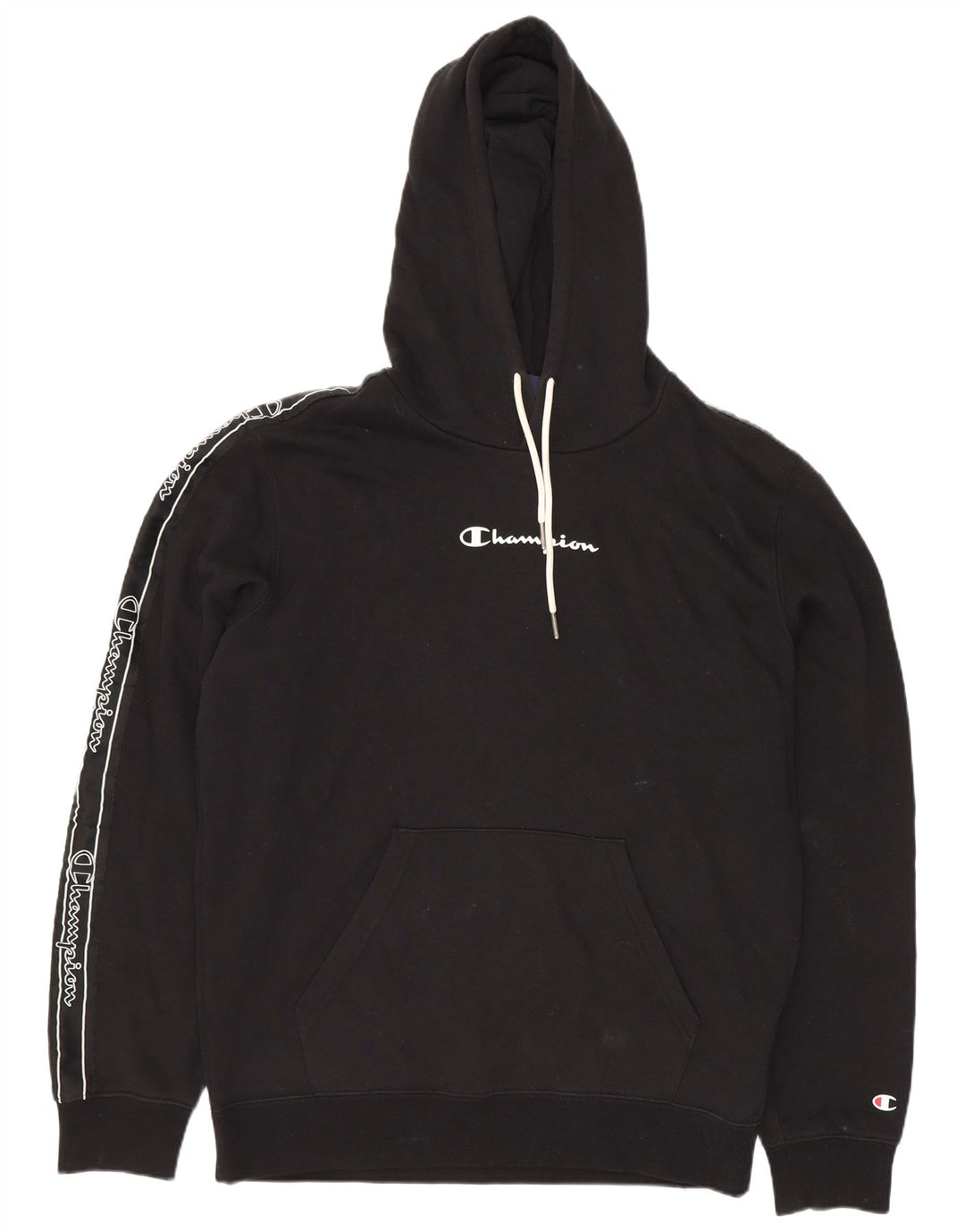 Maglione con cappuccio grafico da uomo Champion in cotone nero medio