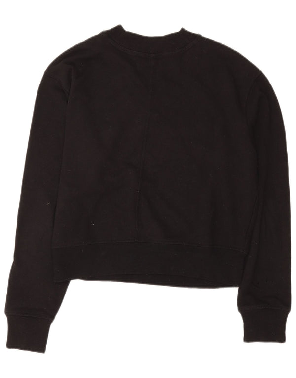 Calvin Klein Donna Crop Graphic Felpa Maglione UK 12 Medio Nero