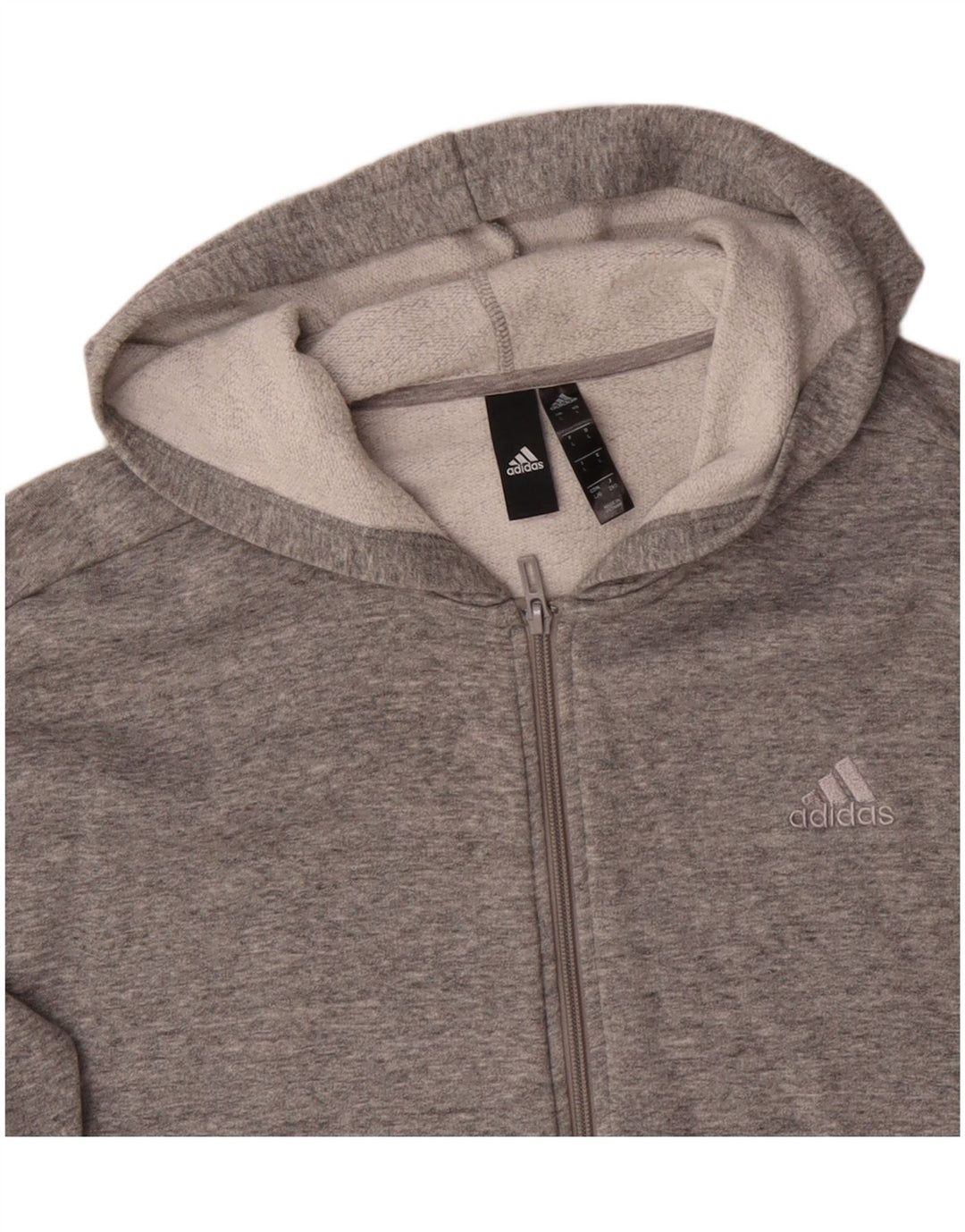 Maglione con cappuccio e zip grafica da uomo ADIDAS grande in poliestere grigio