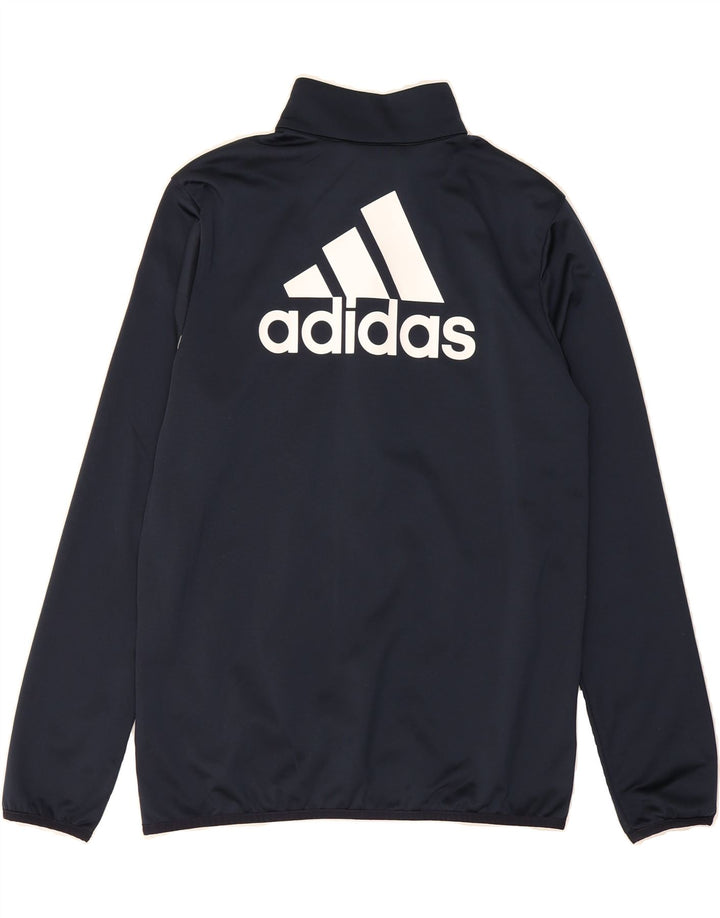 ADIDAS Boys Graphic Tracksuit Top Jacket 13-14 Years Navy Blue Polyester Vintage Adidas and Second-Hand Adidas from Messina Hembry 