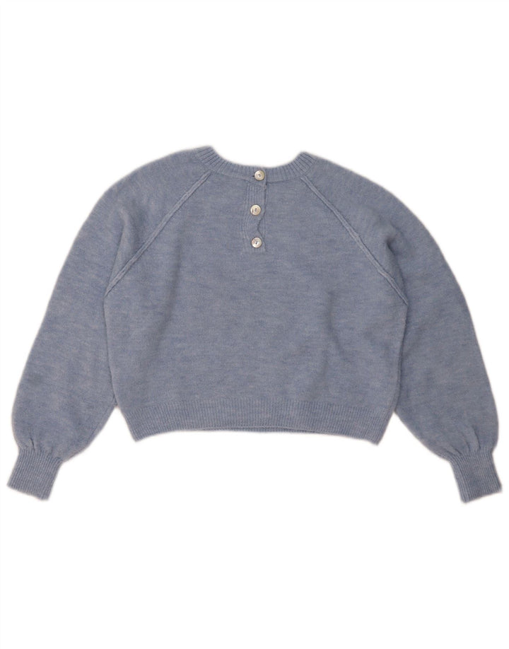 Maglione Girocollo Oversize Corto da Donna ZARA UK 10 Piccolo Blu