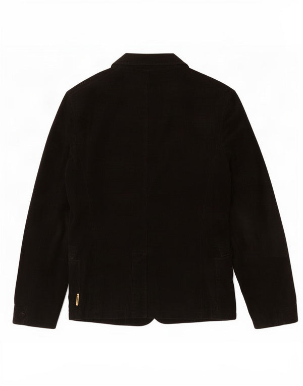 Giacca blazer a 4 bottoni in velluto a coste da uomo Armani Jeans EU 46 piccola in cotone nero