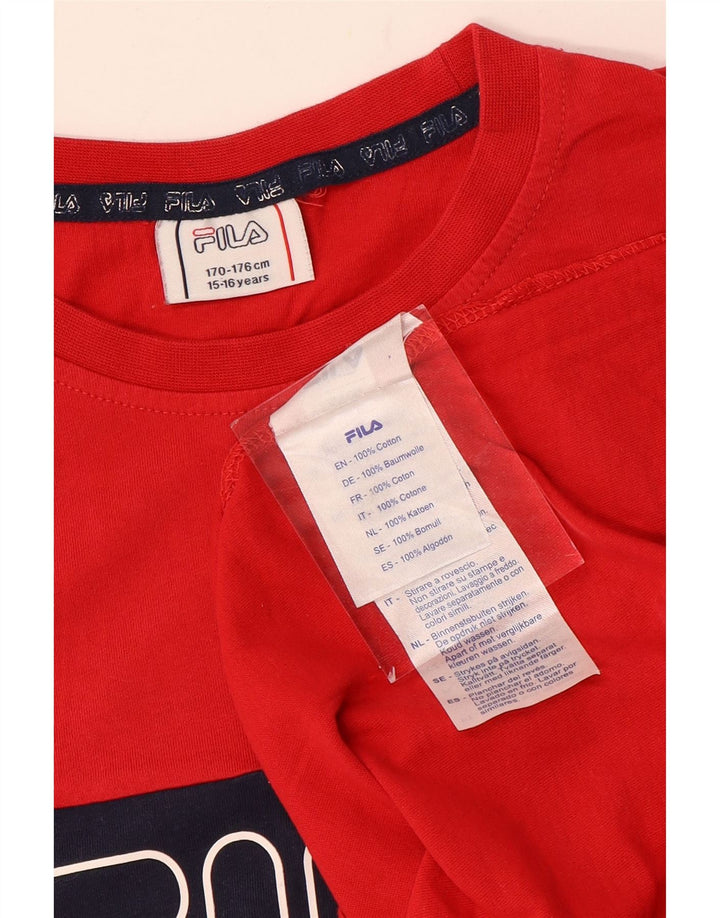 T-shirt grafica da ragazzo Fila Top 15-16 anni in cotone color block rosso