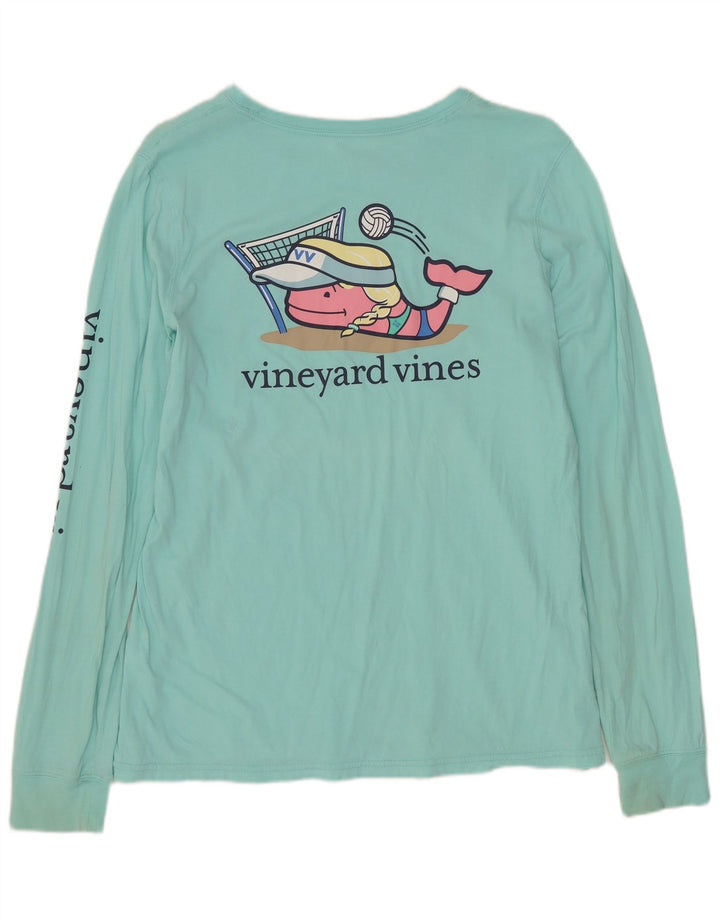 Vineyard Vines Top grafico da donna a maniche lunghe UK 14 Cotone blu medio