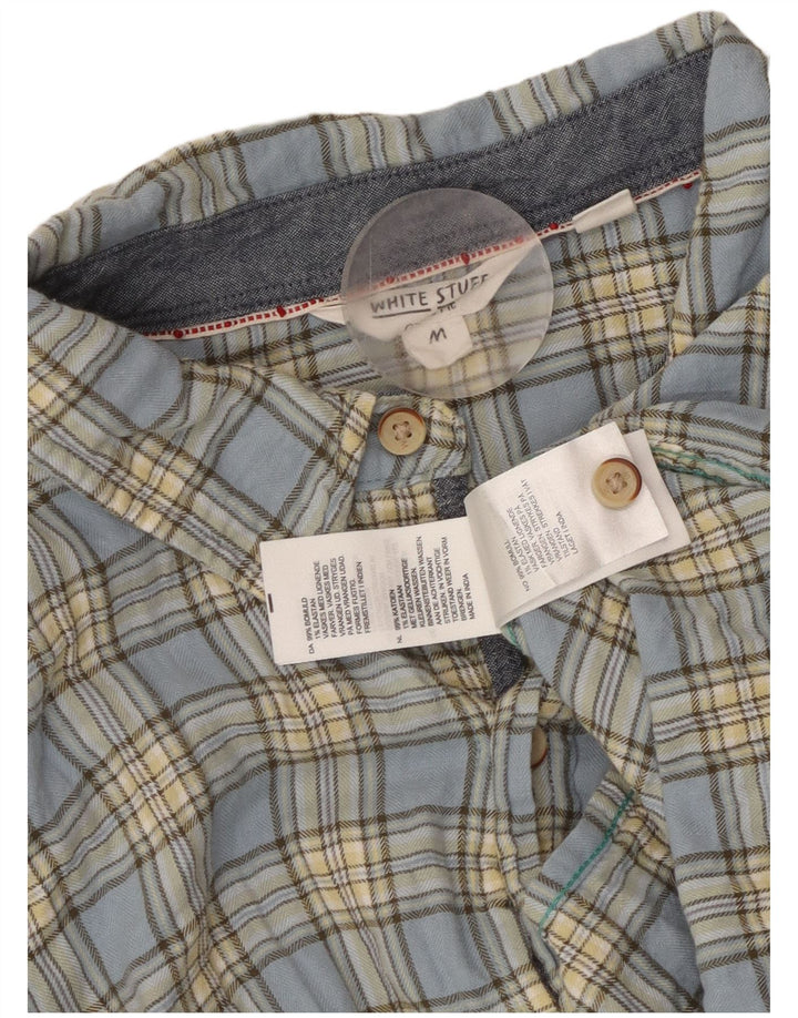 WHITE STUFF Camicia a maniche corte da uomo in cotone a quadri blu medio