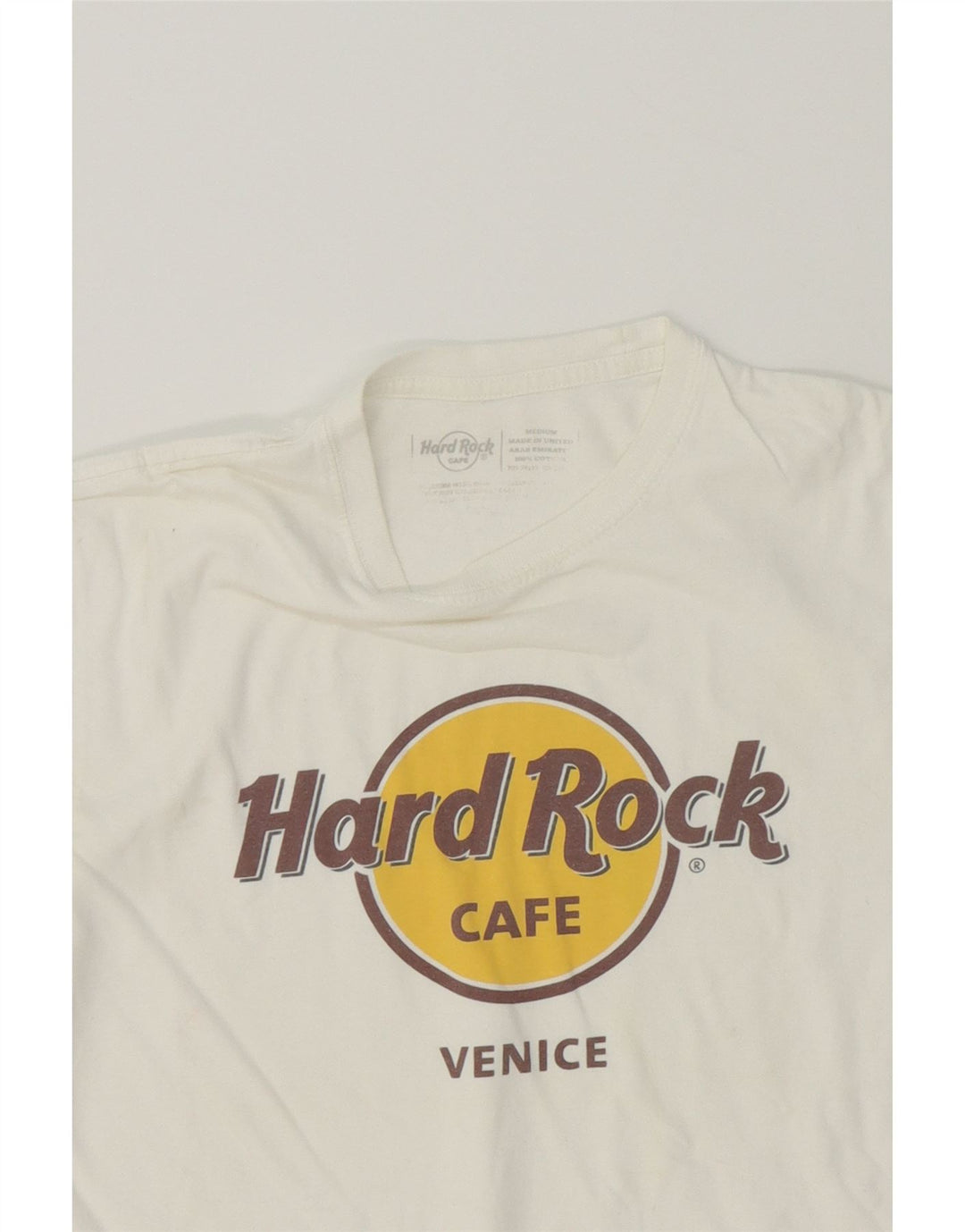 HARD ROCK CAFE Mens Venice Graphic T-Shirt Top Medium White Cotton Vintage Hard Rock Cafe and Second-Hand Hard Rock Cafe from Messina Hembry 