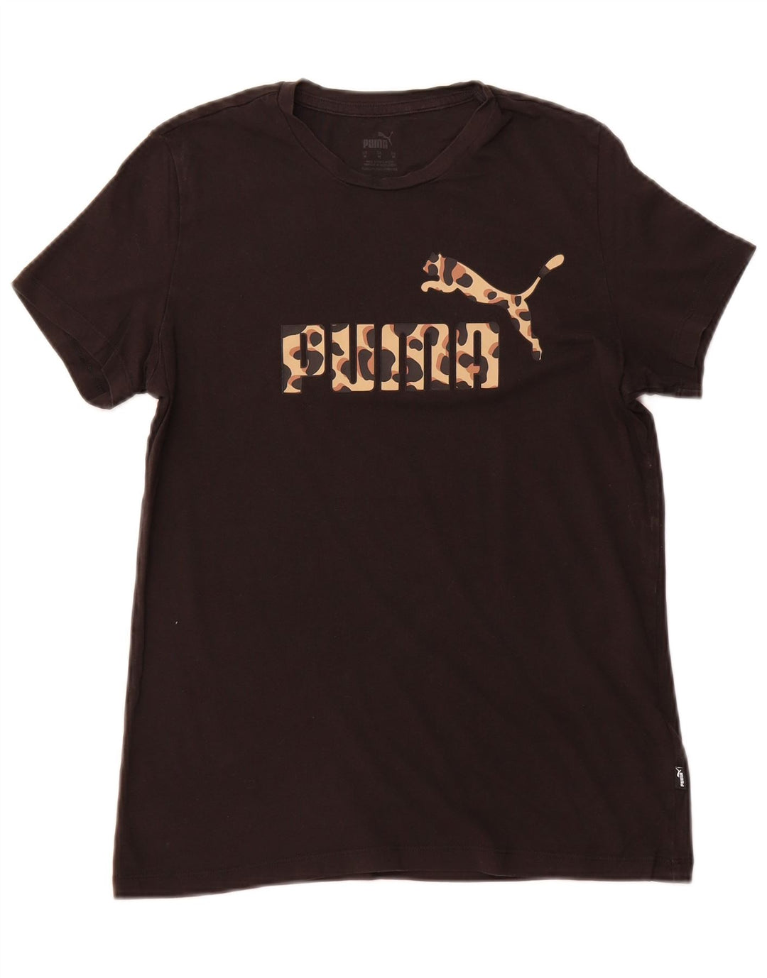 PUMA T-shirt grafica da donna Top UK 12 Medium Nero Cotone