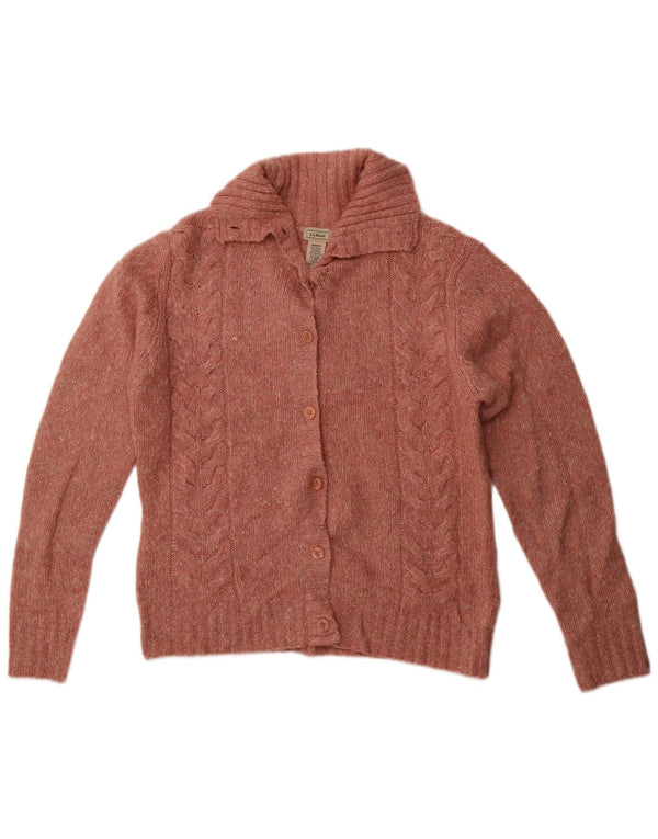 Maglione cardigan da donna L.L.Bean UK 16 grande acrilico rosa