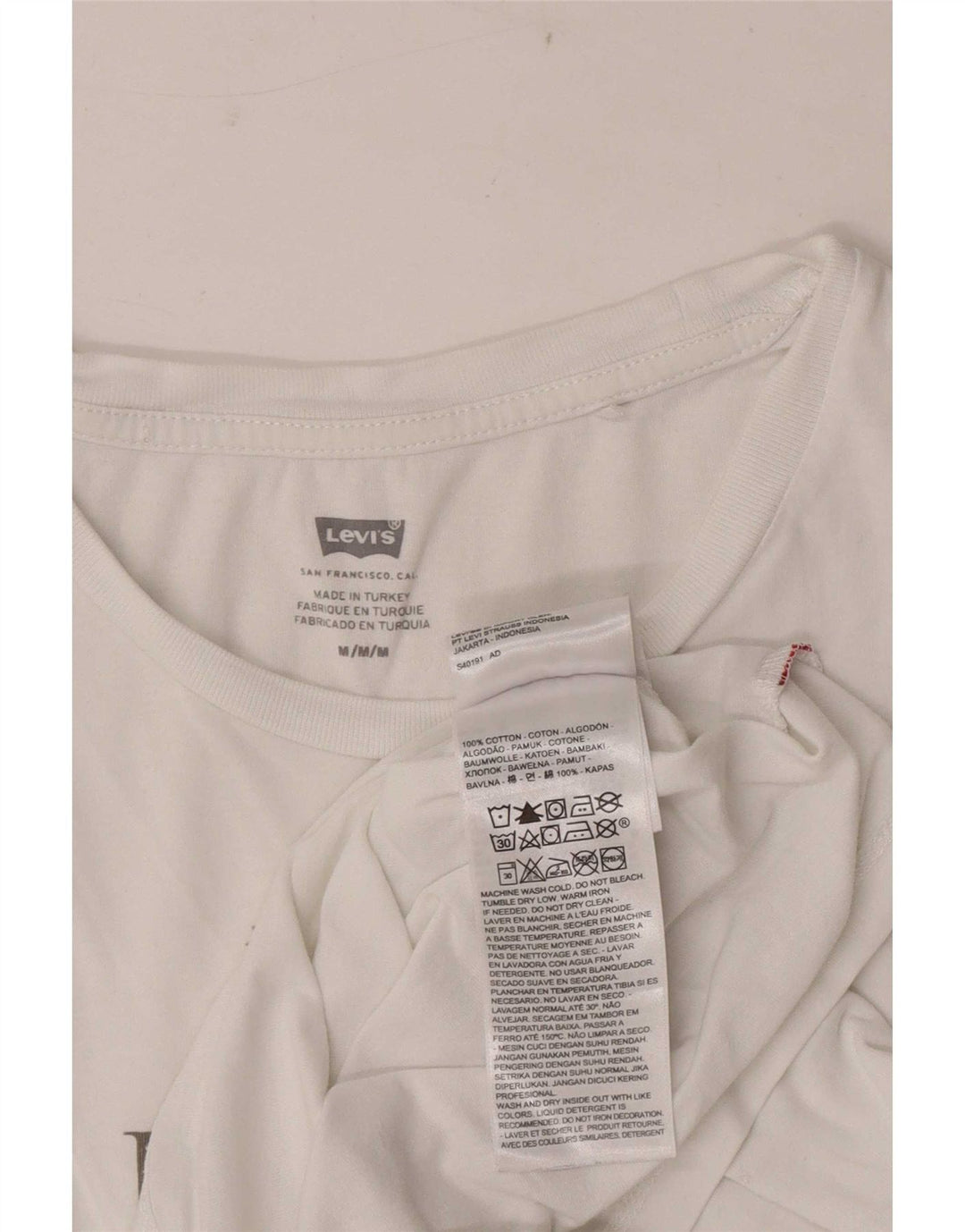 T-shirt grafica da donna Levi's Top UK 12 cotone bianco medio