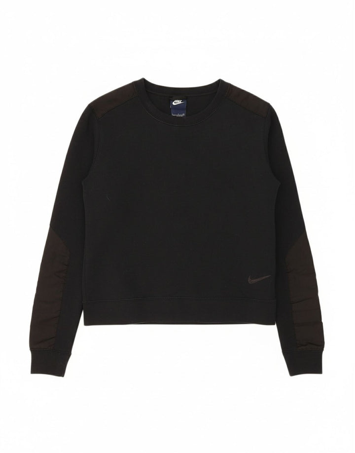 NIKE Womens Sweatshirt Jumper UK 10 Small Black Colourblock Cotton